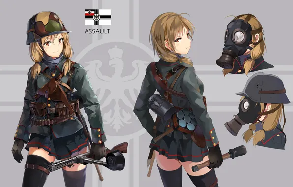 Picture girl, background, soldiers, Annie