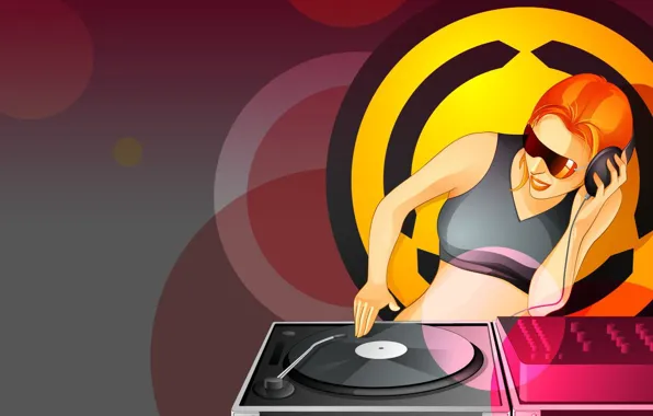 Picture circles, vector, DJ, turntables