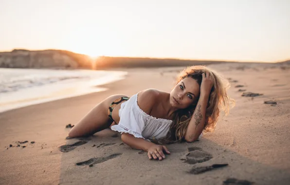 Picture sea, beach, summer, look, face, model, hair, beauty