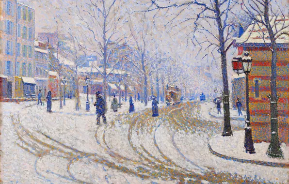 Picture Paris, Home, Winter, Road, Snow, People, Picture, Paul Signac