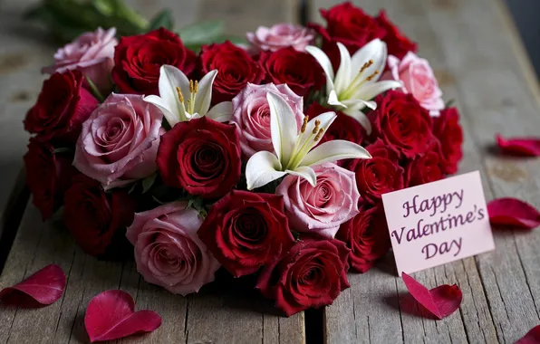 Love, flowers, romance, heart, roses, bouquet, love, happy