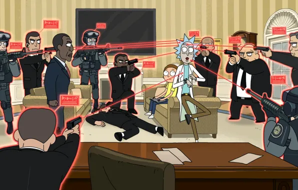 Weapons, President, the cartoon series, Guns, Cartoon, Cartoon, President, Rick and Morty