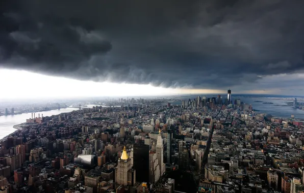 The sky, clouds, the city, home, USA, New York