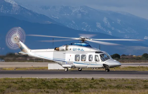 White, landscape, helicopter, AgustaWestland AW139