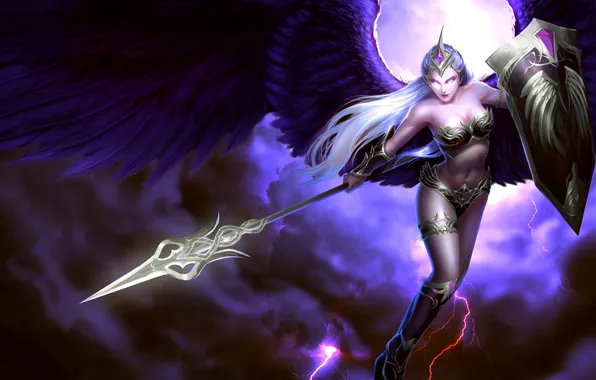 Chest, girl, body, wings, sword, hon, shield, Heroes of Newerth