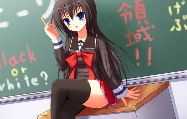 Picture anime, class, Board, school, lesson