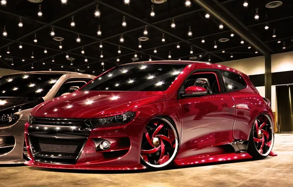 Picture tuning, red, volkswagen scirocco, virtual tuning