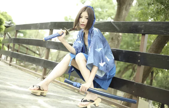 Picture look, girl, sword, East