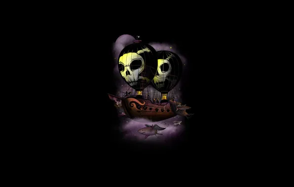 Balls, the airship, skull