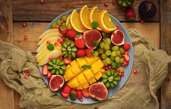 Berries, orange, colorful, kiwi, strawberry, grapes, summer, fruit