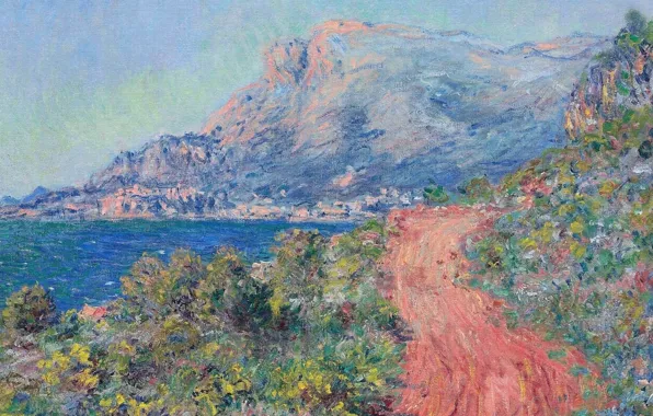 Picture landscape, picture, Claude Monet, Red Road near Menton