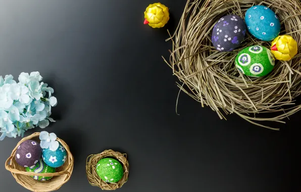 Flowers, eggs, spring, Easter, flowers, spring, Easter, eggs