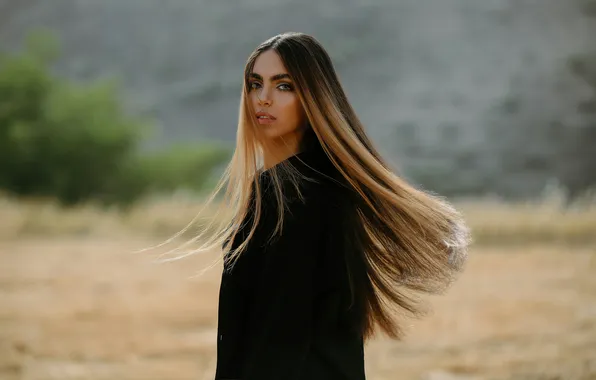 Picture long hair, woman, beautiful, model, sweet, look, adorable