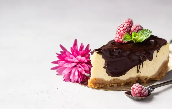 Picture flowers, berries, raspberry, cake, cream