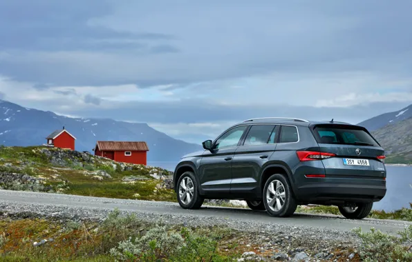 Rocks, coast, buildings, SUV, Skoda, Skoda, 2016, Kodiaq