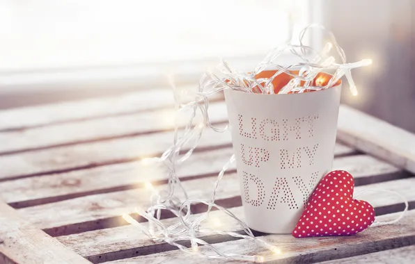 Glass, mood, romance, heart, garland, valentine's day