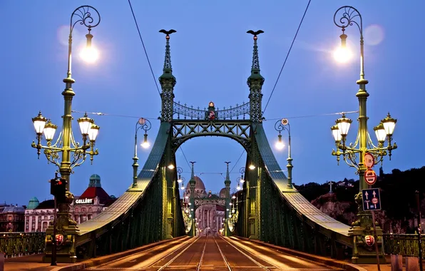 Road, lighting, lights, architecture, Hungary, Hungary, Budapest, Budapest