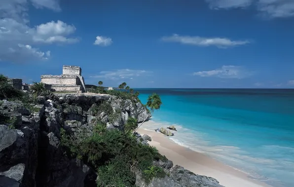 Sand, beach, the ocean, rocks, shore