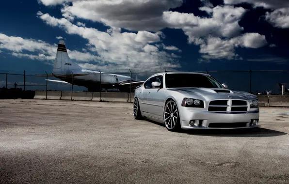 Picture clouds, cars, the plane, Dodge, cars, dodge, charger, auto wallpapers