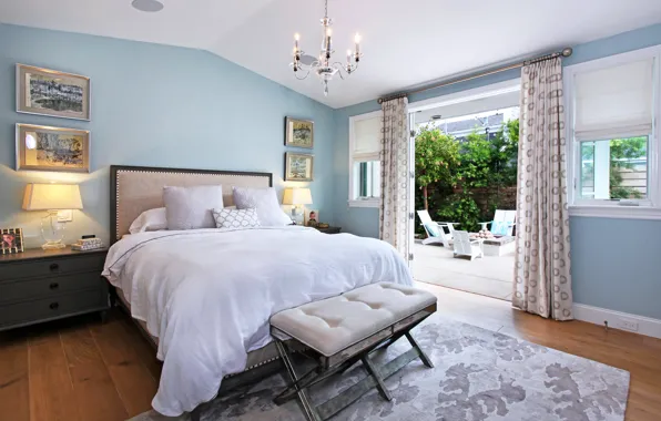 Design, Villa, bed, interior, picture, pillow, chandelier, design