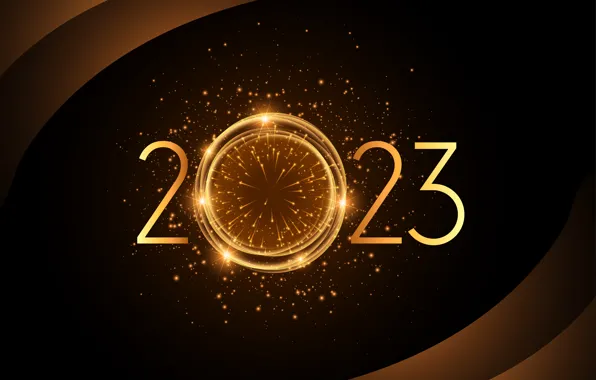 Lights, the dark background, salute, figures, New year, fireworks, date, 2023