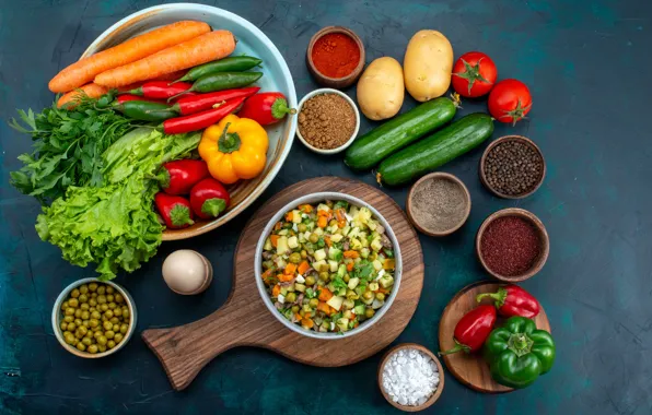 Greens, egg, food, dill, Bank, pepper, sharp, vegetables