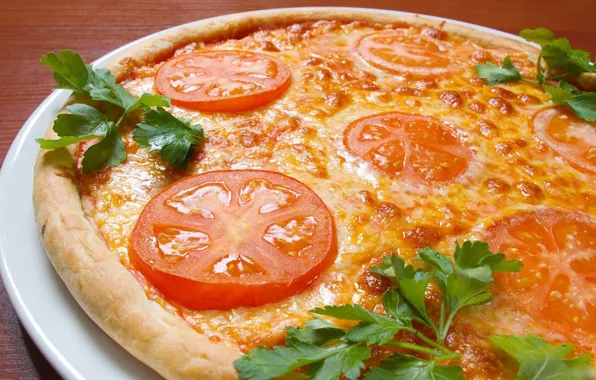 Picture greens, tomatoes, delicious, Pizza, Margarita