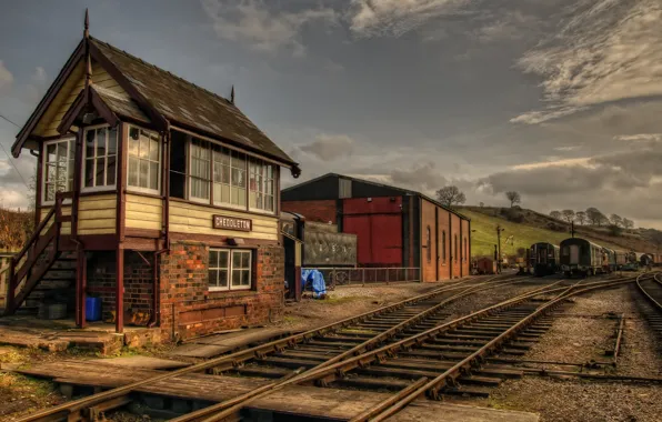 Picture station, railroad, England, Train station