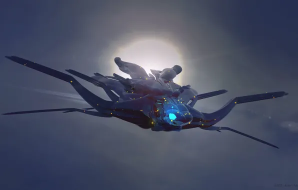 Aircraft, alien ship, Juan Novelletto, sketch in