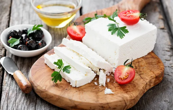 Breakfast, cheese, tomato, olive