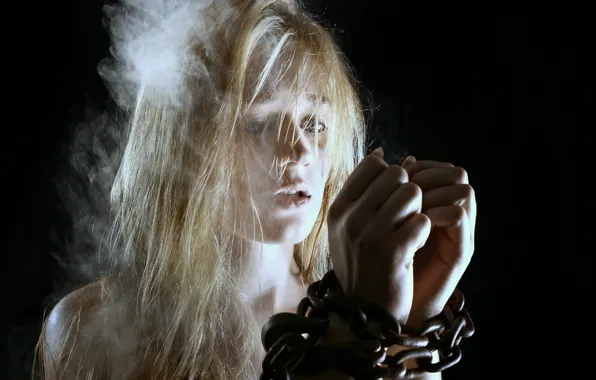 Girl, background, chain