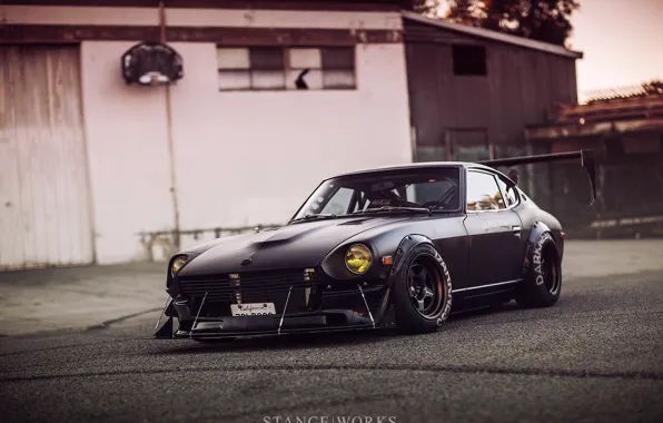 Nissan, wheels, black, 240z, japan, jdm, tuning, classic