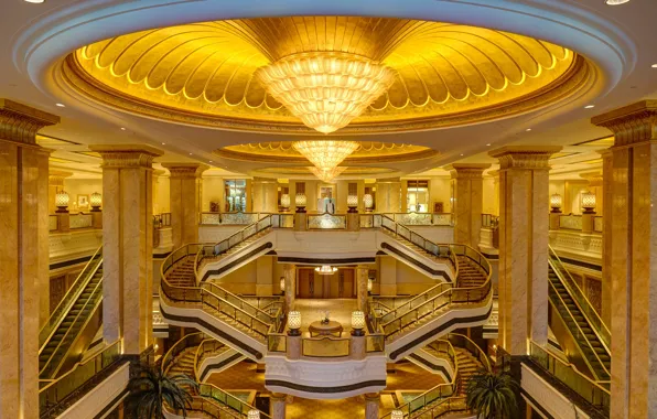 Picture ladder, chandelier, the hotel, escalator, UAE, Abu Dhabi