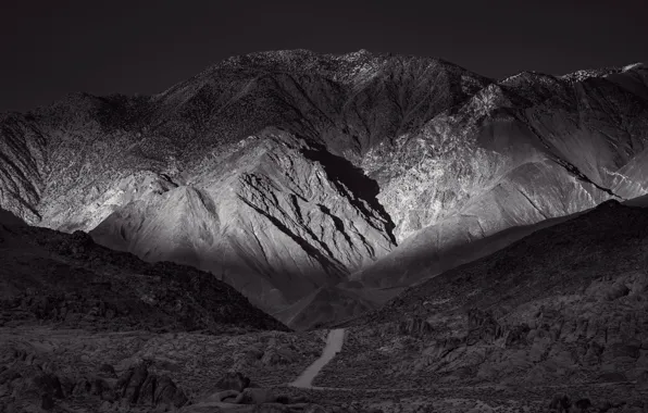 Picture road, landscape, mountains, nature, hills, black and white