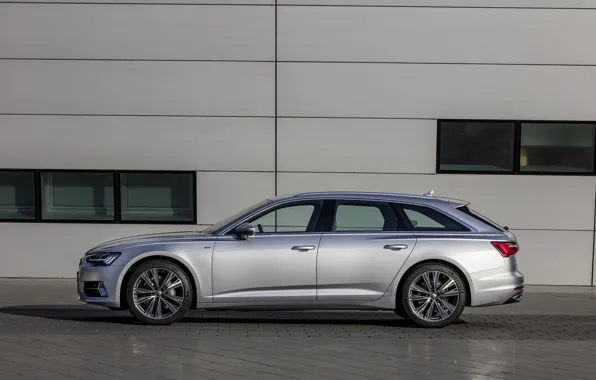 Audi, side view, 2018, universal, gray-silver, A6 Avant