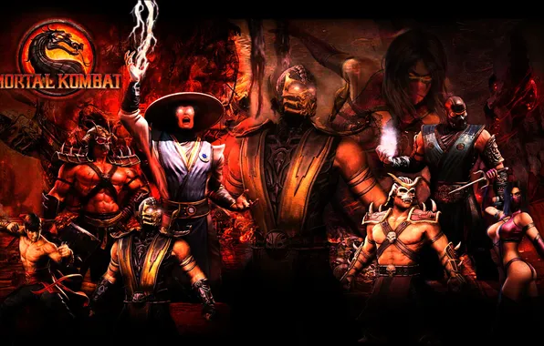 Picture Mortal Kombat, Scorpions, Sub Zero, Raiden, Mileena, shao kahn, lu kang