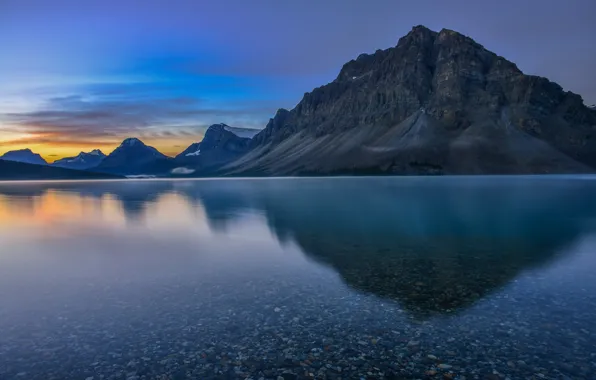 Mountains, lake, dawn, Canada, Albert, Banff National Park, Alberta, Canada