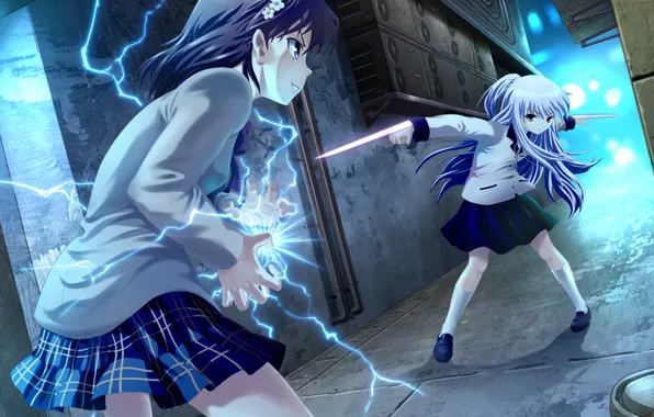 Girls, magic, anime, art, misaka mikoto, angel beats!, angel beats, index of magic