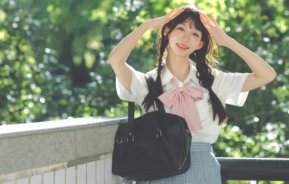 Beautiful, Asian, Model, Smile, Woman, Cute, Trees, Pretty