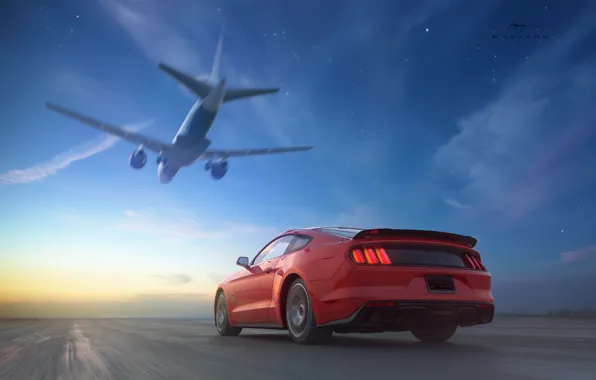 Wallpaper speed, Ford, RTR, the plane, Mustang, sunset