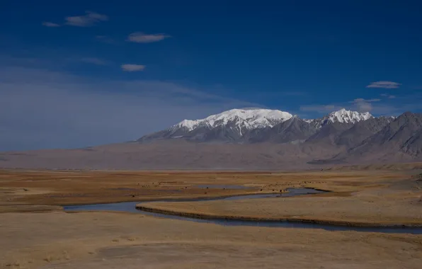 Mountains, river, Tibet