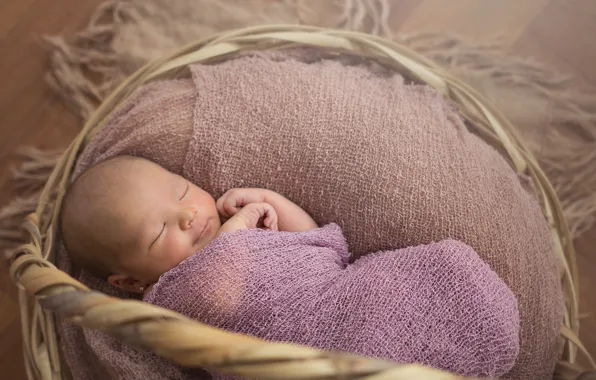 Sleep, baby, Basket, plaid