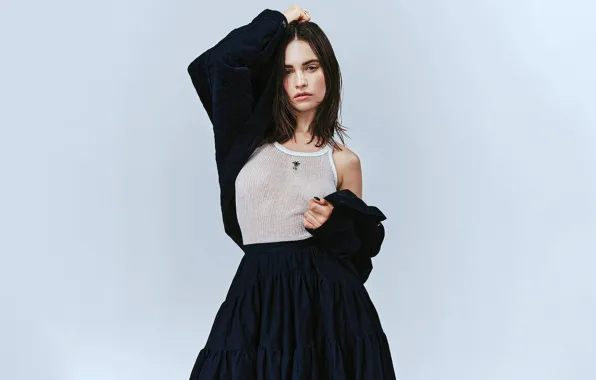 Look, girl, pose, photo, skirt, actress, beautiful, Lily James