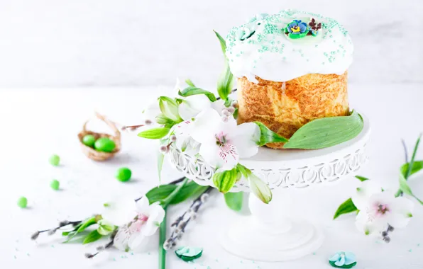 Wallpaper flowers, holiday, spring, Easter, cake, Stolyevych Yulia