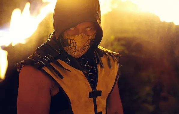 Yellow, Scorpion, Kombat, Mortal, Mask, Cosplay, MKX