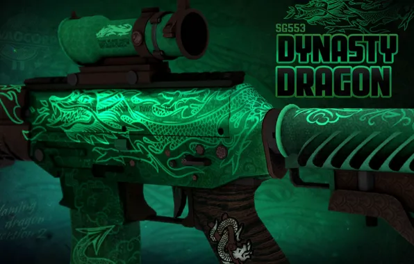 Green, dragon, symbol, paint, workshop, emerald, cs go, presentation