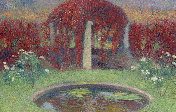 Landscape, picture, Henri-Jean Guillaume Martin, Henri Matrin, The pool and Gazebo