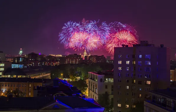 Picture The city, Salute, Moscow, Victory Day