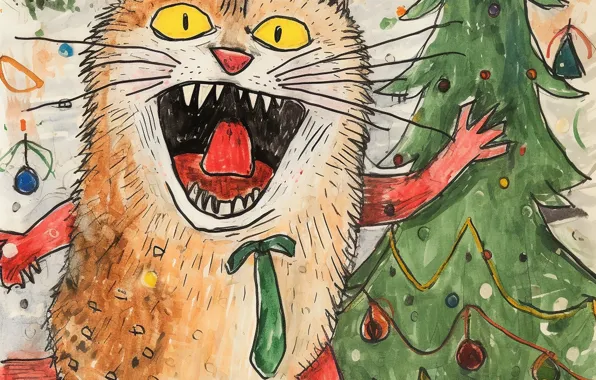 Cat, cat, look, face, pose, figure, Christmas, mouth