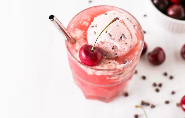 Cherry, food, fruit, ice cream, cocktail, dessert